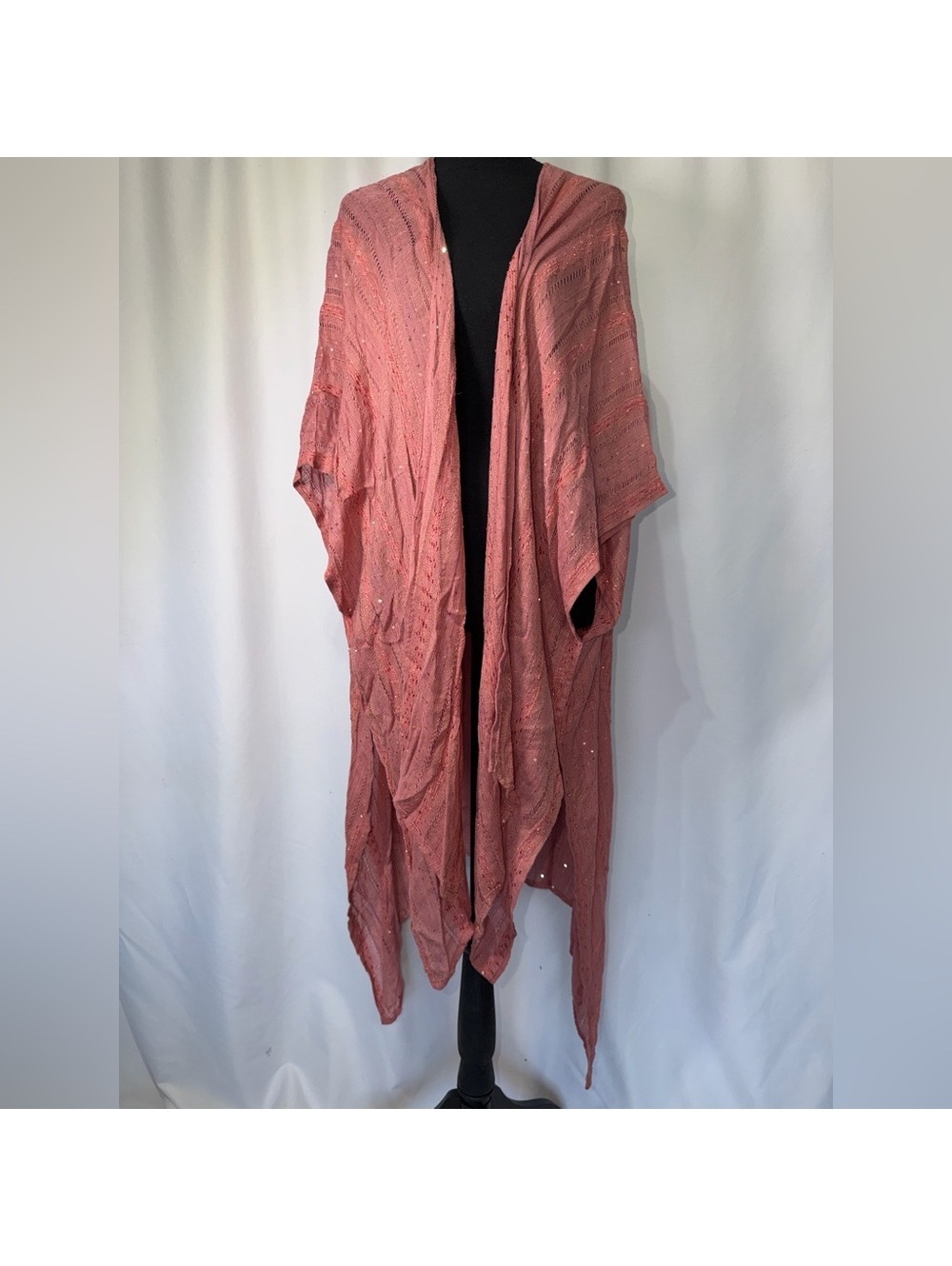 Free people one size Pink sparkle Open Front shawl Kimono